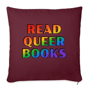 Lire des livres queer - Housse de coussin décorative 45 x 45 cm - bordeaux - Devant