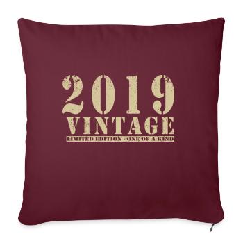 Original 2019 Vintage Vintage anniversaire rétro - Housse de coussin décorative 45 x 45 cm - bordeaux - Devant