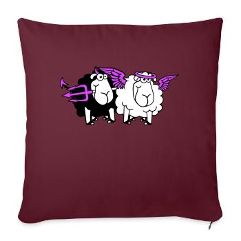 2 Mouton Ange Diable Satan Enfer Mal Paradis Bien - Housse de coussin décorative 45 x 45 cm - bordeaux - Devant