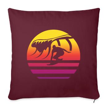 Surf Rétro Style Vintage - Housse de coussin décorative 45 x 45 cm - bordeaux - Devant