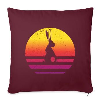 Lapin Rétro Style Vintage - Housse de coussin décorative 45 x 45 cm - bordeaux - Devant