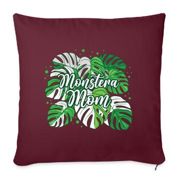 Monstera Maman panachée - Housse de coussin décorative 45 x 45 cm - bordeaux - Devant
