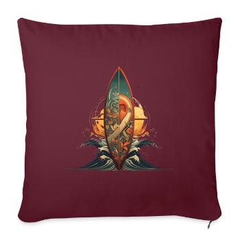Planche de surf Shared Sea Artwork Surfing - Housse de coussin décorative 45 x 45 cm - bordeaux - Devant