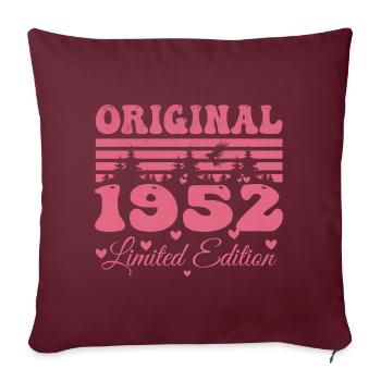 Cadeau 72e Anniversaire 1952 Femme | Né en 1952 - Housse de coussin décorative 45 x 45 cm - bordeaux - Devant