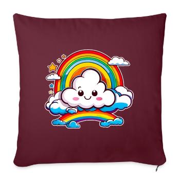 Nuage mignon avec arc-en-ciel - Housse de coussin décorative 45 x 45 cm - bordeaux - Devant