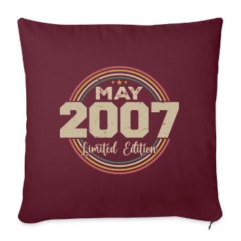 Mai 2007 Vintage Nées En Mai 2007 Anniversaire - Housse de coussin décorative 45 x 45 cm - bordeaux - Devant