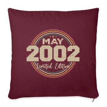 Mai 2002 Vintage Nées En Mai 2002 Anniversaire - Housse de coussin décorative 45 x 45 cm - bordeaux - Devant