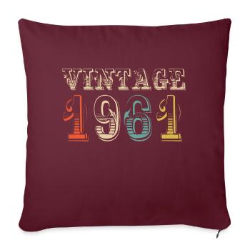 Vintage 1961- 63 rd birthday - 63 ans - Housse de coussin décorative 45 x 45 cm - bordeaux - Devant