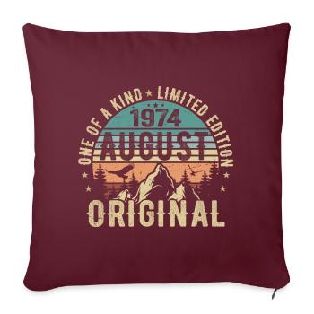 Août 1974 - Né en Août 1974 - Anniversaire - Housse de coussin décorative 45 x 45 cm - bordeaux - Devant