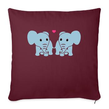 Les éléphants dans l'amour - Housse de coussin décorative 45 x 45 cm - bordeaux - Devant