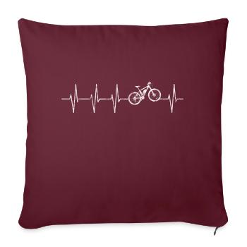 Mountainbike Herzschlag Fahrrad Heartbeat Geschenk - Sofakissenbezug 45 x 45 cm - Burgunderrot - Vorne