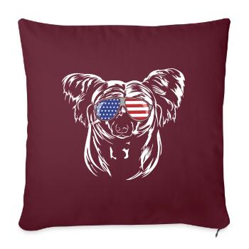 CHINOIS CRESTED CHIEN Amérique Drapeau USA Wilsigns - Housse de coussin décorative 45 x 45 cm - bordeaux - Devant