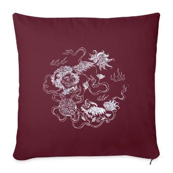 Dragon de tatouage chinois - Housse de coussin décorative 45 x 45 cm - bordeaux - Devant