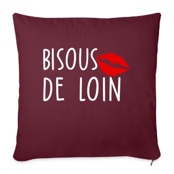 Bisous de loin - Housse de coussin décorative 45 x 45 cm - bordeaux - Devant