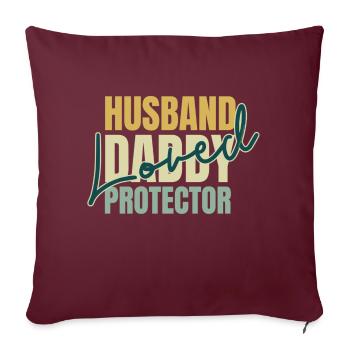 Fête des pères Mari Papa Protecteur Aimé - Papa - Housse de coussin décorative 45 x 45 cm - bordeaux - Devant