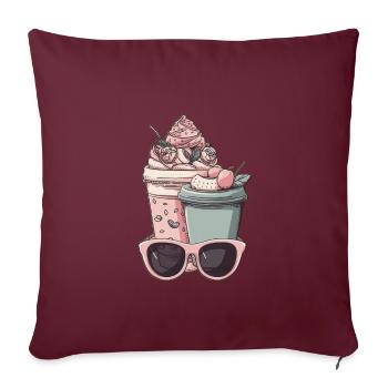 Tasse à café Lunettes de soleil Garniture - Housse de coussin décorative 45 x 45 cm - bordeaux - Devant