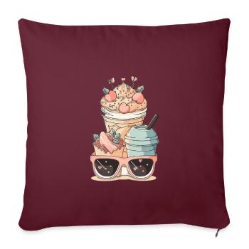 Tasse à café Lunettes de soleil Garniture - Housse de coussin décorative 45 x 45 cm - bordeaux - Devant