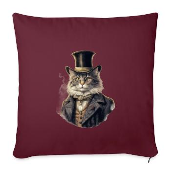 Chat dans 1800 ans style habillé noble baroque - Housse de coussin décorative 45 x 45 cm - bordeaux - Devant