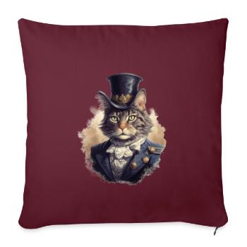 Chat dans 1800 ans style habillé noble baroque - Housse de coussin décorative 45 x 45 cm - bordeaux - Devant