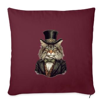 Chat dans 1800 ans style habillé noble baroque - Housse de coussin décorative 45 x 45 cm - bordeaux - Devant
