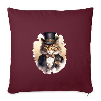 Chat dans 1800 ans style habillé noble baroque - Housse de coussin décorative 45 x 45 cm - bordeaux - Devant