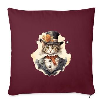Chat dans 1800 ans style habillé noble baroque - Housse de coussin décorative 45 x 45 cm - bordeaux - Devant
