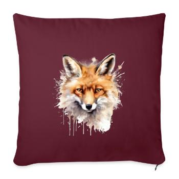 Fox Wild Animal Chemise de sommeil Aquarelle - Housse de coussin décorative 45 x 45 cm - bordeaux - Devant