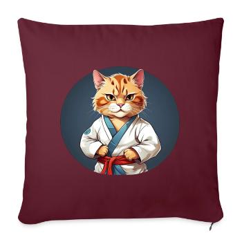 Chat de Karaté - Cat Design - Housse de coussin décorative 45 x 45 cm - bordeaux - Devant