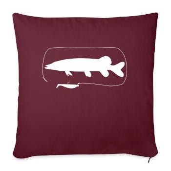 Brochet avec leurre souple - Housse de coussin décorative 45 x 45 cm - bordeaux - Devant