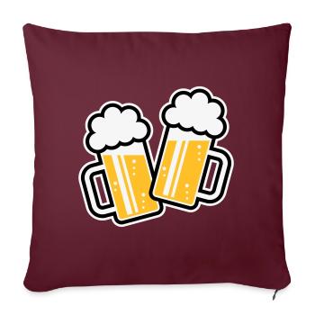 2 chopes de bière toast, à votre santé ! (Chopes à bière 3C) - Housse de coussin décorative 45 x 45 cm - bordeaux - Devant