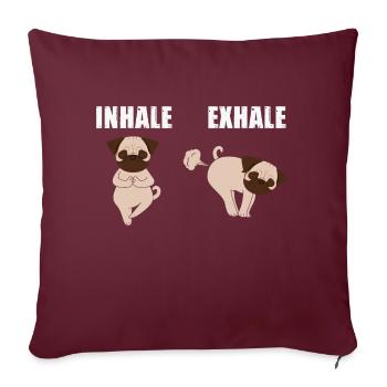 Inspirer, Expirer - Carlin, Yoga, Exercice, Sports canins - Housse de coussin décorative 45 x 45 cm - bordeaux - Devant