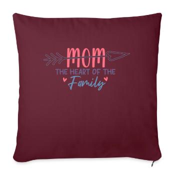 Maman Le cœur de la famille - Housse de coussin décorative 45 x 45 cm - bordeaux - Devant