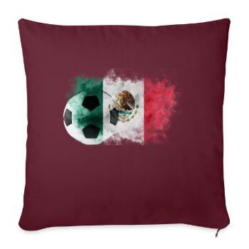 Drapeau du Mexique avec ballon de football - Housse de coussin décorative 45 x 45 cm - bordeaux - Devant