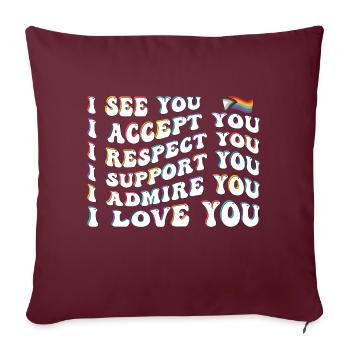 Fier allié : j’accepte, je respecte, je soutiens, j’admire, - Housse de coussin décorative 45 x 45 cm - bordeaux - Devant