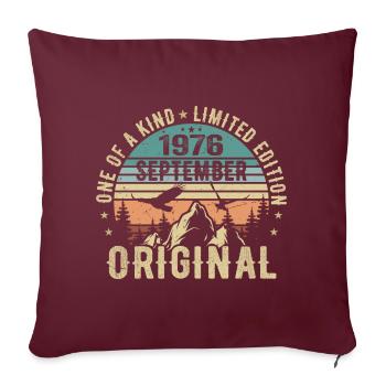 Anniversaire de septembre 1976 - Légende depuis septembre - Housse de coussin décorative 45 x 45 cm - bordeaux - Devant