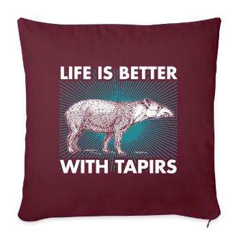 Tapir animal tronc zoo animal nature cadeau - Housse de coussin décorative 45 x 45 cm - bordeaux - Devant