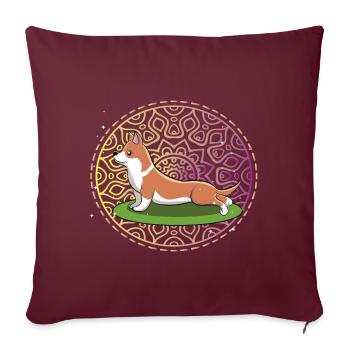 Corgi Yoga - Doga Hundeyoga - Sofakissenbezug 45 x 45 cm - Burgunderrot - Vorne