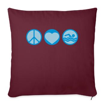 nager amour signe de paix symbole coeur vacances m - Housse de coussin décorative 45 x 45 cm - bordeaux - Devant