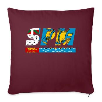Drapeau SPM drapeau Île Saint Pierre et Miquelon - Housse de coussin décorative 45 x 45 cm - bordeaux - Devant