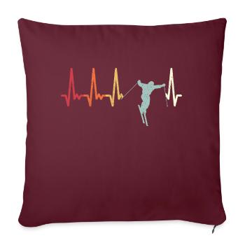 Skieur rétro rythme de ski ski - Housse de coussin décorative 45 x 45 cm - bordeaux - Devant