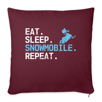 Eat Sleep Snowmobil Repeat Motor Traîneau - Housse de coussin décorative 45 x 45 cm - bordeaux - Devant