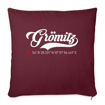 Grömitz Koordinaten - Sofakissenbezug 45 x 45 cm - Burgunderrot - Vorne