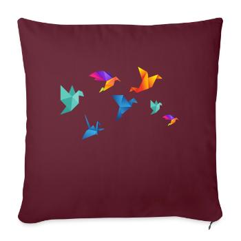 Oiseaux en papier multicolore - Housse de coussin décorative 45 x 45 cm - bordeaux - Devant