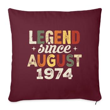 Août 1974 Anniversaire Août 1974 - Août 1974 - Housse de coussin décorative 45 x 45 cm - bordeaux - Devant