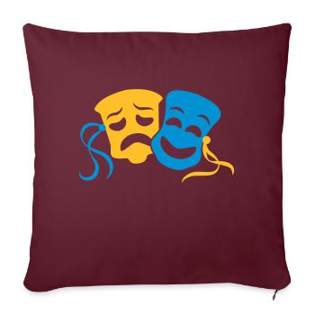 heureux triste acteur de théâtre masque agissant - Housse de coussin décorative 45 x 45 cm - bordeaux - Devant