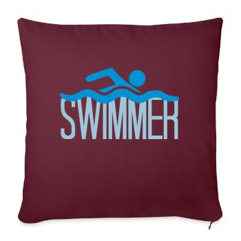 nageur logo conception pictogramme natation baignade - Housse de coussin décorative 45 x 45 cm - bordeaux - Devant