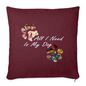 Empreintes de pattes pattes pattes chien chien - Housse de coussin décorative 45 x 45 cm - bordeaux - Devant