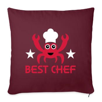 Meilleur chef (crabe, chapeau de chef, étoiles) - Housse de coussin décorative 45 x 45 cm - bordeaux - Devant