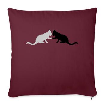 2 süße Katzen Silhouette - Sofakissenbezug 45 x 45 cm - Burgunderrot - Vorne