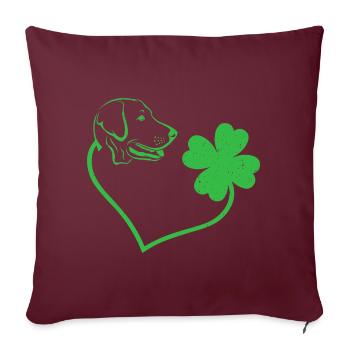 Labrador Chien Trèfle Lucky Charm Amour - Housse de coussin décorative 45 x 45 cm - bordeaux - Devant